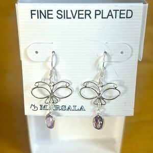 Marsala Silver Plated Butterfly Earrings